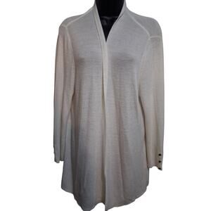 Chicos Cardigan Size 4 (XL) Cream Cashmere Blend Soft Warm Minimalist Sweater